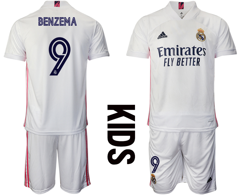 Youth 2020-2021 club Real Madrid home #9 white Soccer Jerseys